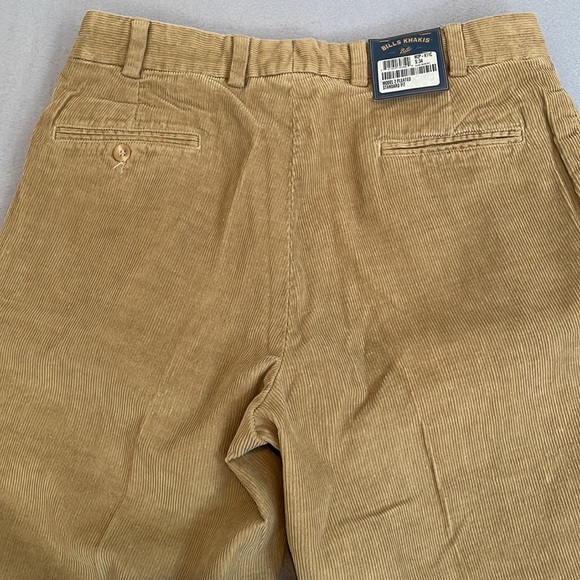Bills Khakis Corduroy Pants Mens 34 Classic Fit Pleated Brown Tan Unhemmed New - Picture 9 of 16